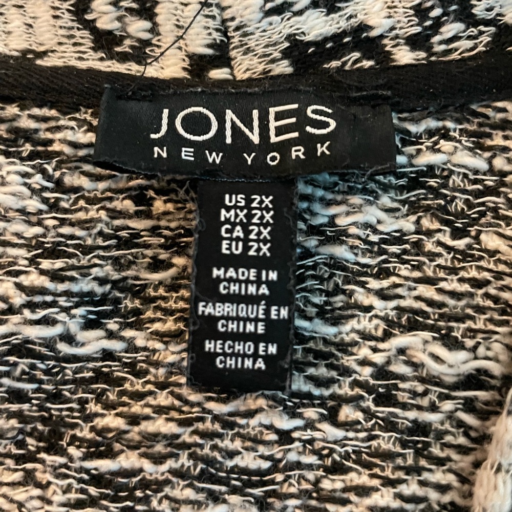 Jones New York Black and Cream Leopard-Print Cardigan - Picture 8 of 9